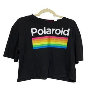 Polaroid Cropped Black Tee